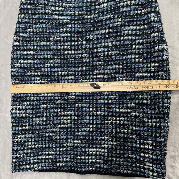 St John Skirt Womens 8 Blue Black Tweed Boucle Knit Wool Blend Classic Stretch - Picture 10 of 14